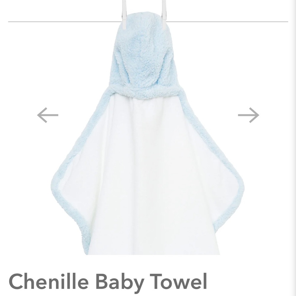 Little Giraffe Blue and White Chenille Baby Towel